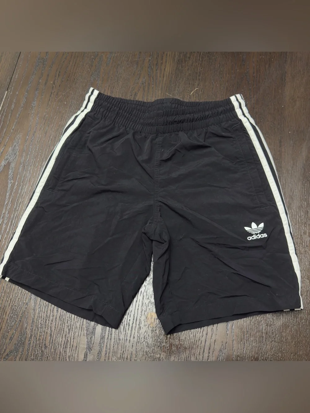 adidas Black Athletic Shorts with White Side Stripes